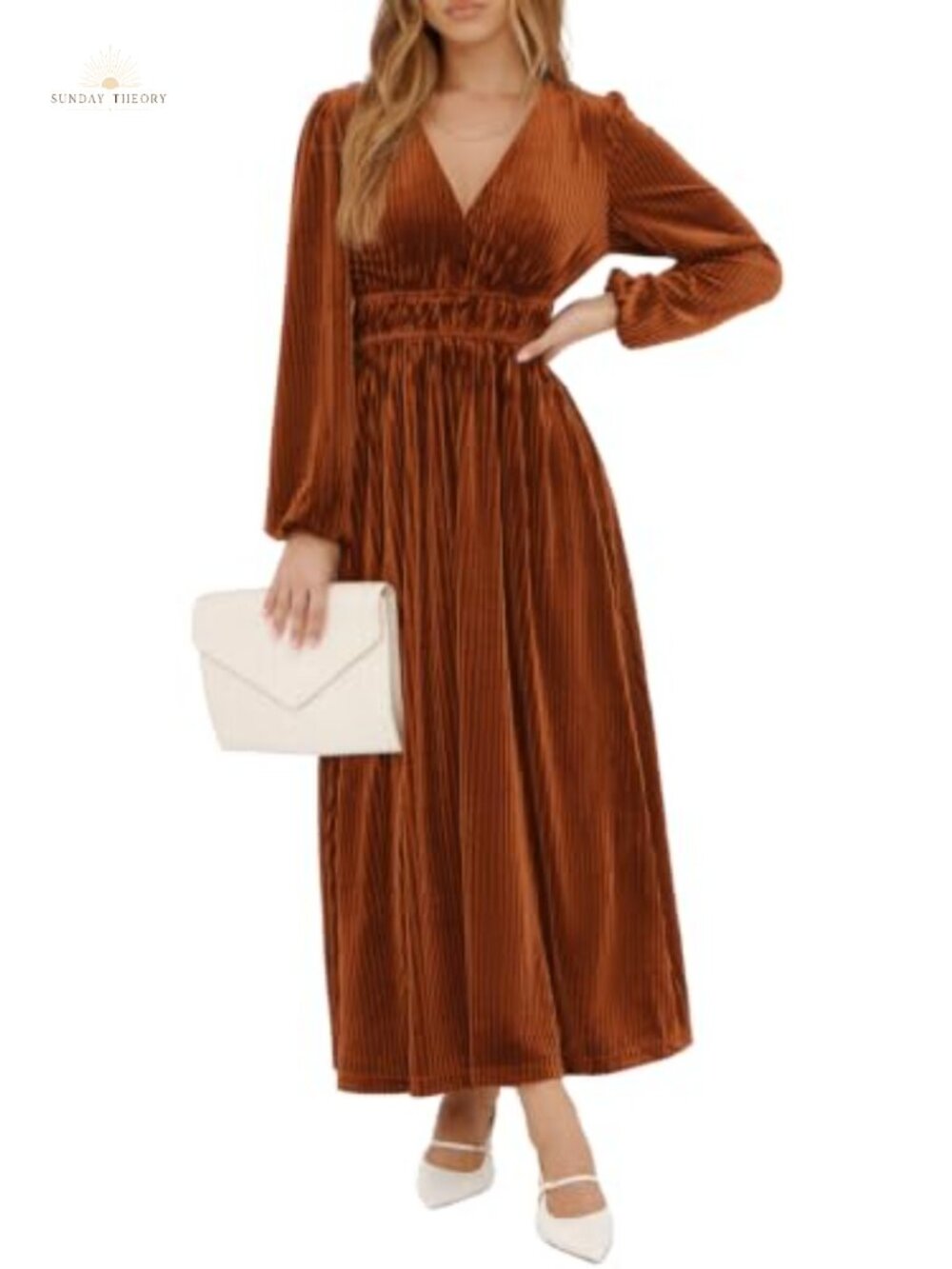 Velvet Long Sleeve Maxi Dress for Women Formal Wedding Guest Elegant
